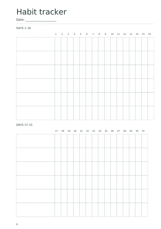 habit tracker original planner PDF page