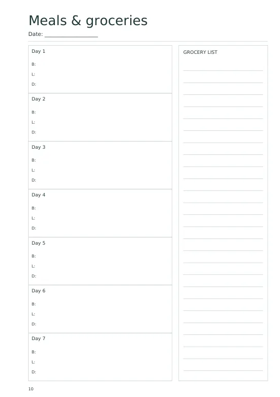 meal plan original planner PDF page