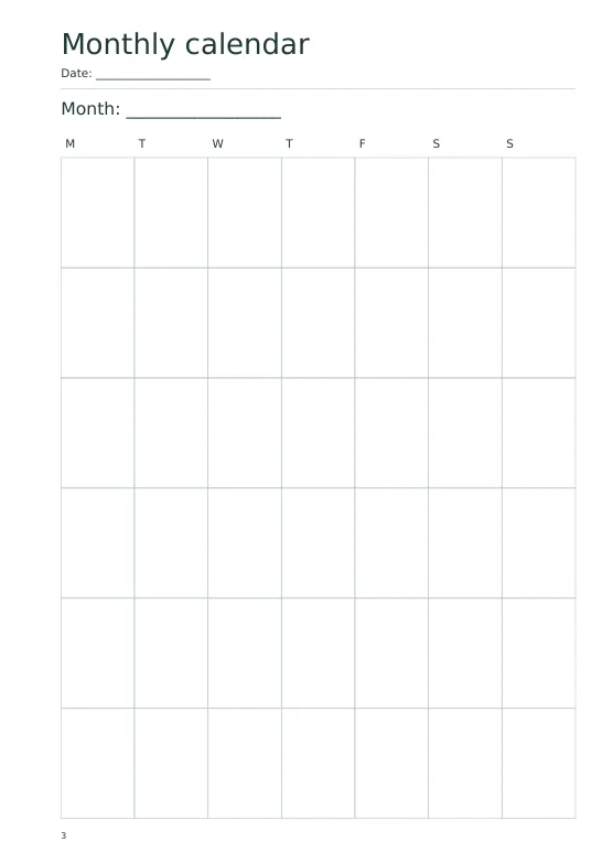monthly original planner PDF page