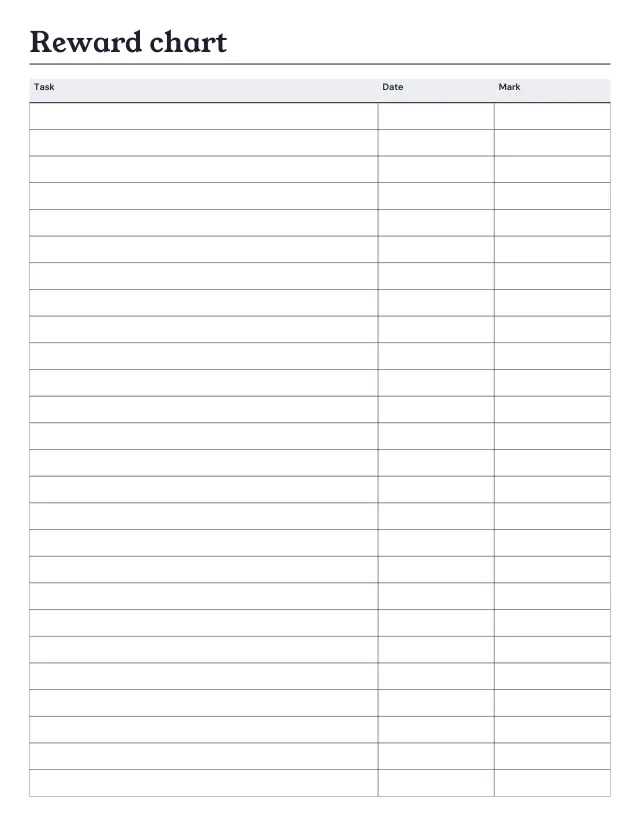 Printable Reward Chart for Tasks and Stickers | EveryPrintable